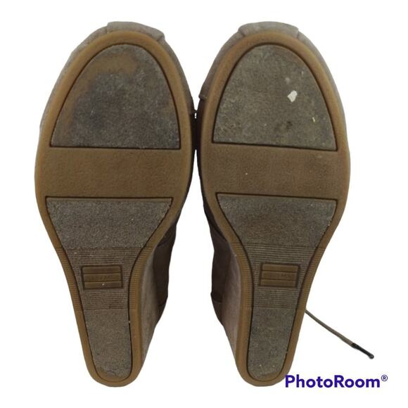 Toms Ankle Wedge Boots Suede Leather Boho Lace Up Booties Size 6 - Picture 7 of 8